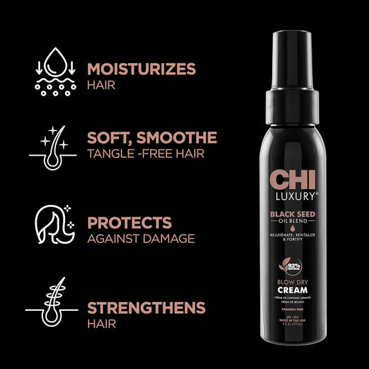 Chi Luxury Black Seed, Blow Dry Cream, 177 Ml, White