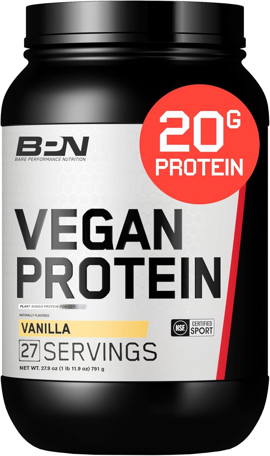 Bare Performance Nutrition Vegan Protein, Plant Based Protein, Pea Protein, Watermelon Protein And Pumpkin Protein, Naturally Sweetened And Flavored (Vanilla)