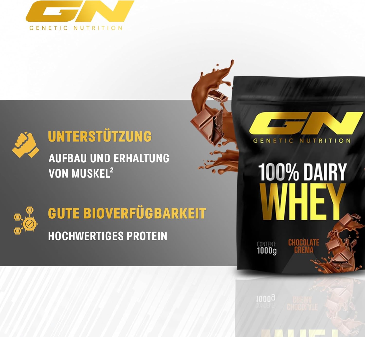 Gn Laboratories 100% Dairy Whey Protein Powder 1000 G (Chocolate Crema) - Protein Powder For Muscle Building - Protein Powder For Protein Shake