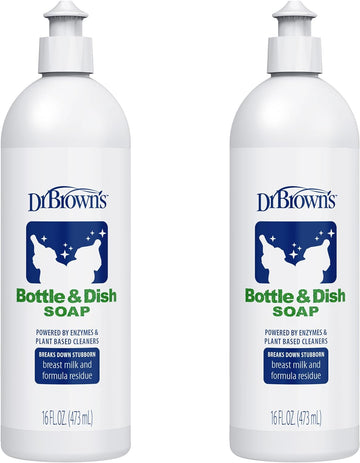 Dr. Brown's Bottle & Dish Soap for Baby Bottles and Baby Accessories, Plant-Derived, Fragrance-Free, 16 fl oz, 2 Pack