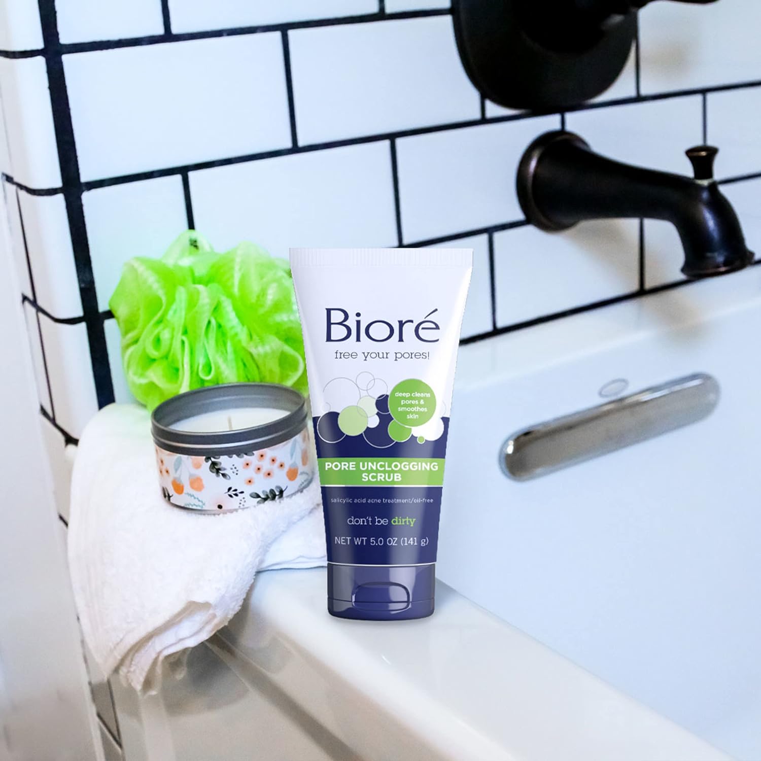 Bioré Pore Unclogging Scrub, Removes Excess Dirt and Oils, Face Scrub, with Salicylic Acid, Oil Free, 5 Ounces (HSA/FSA Approved) : Beauty & Personal Care