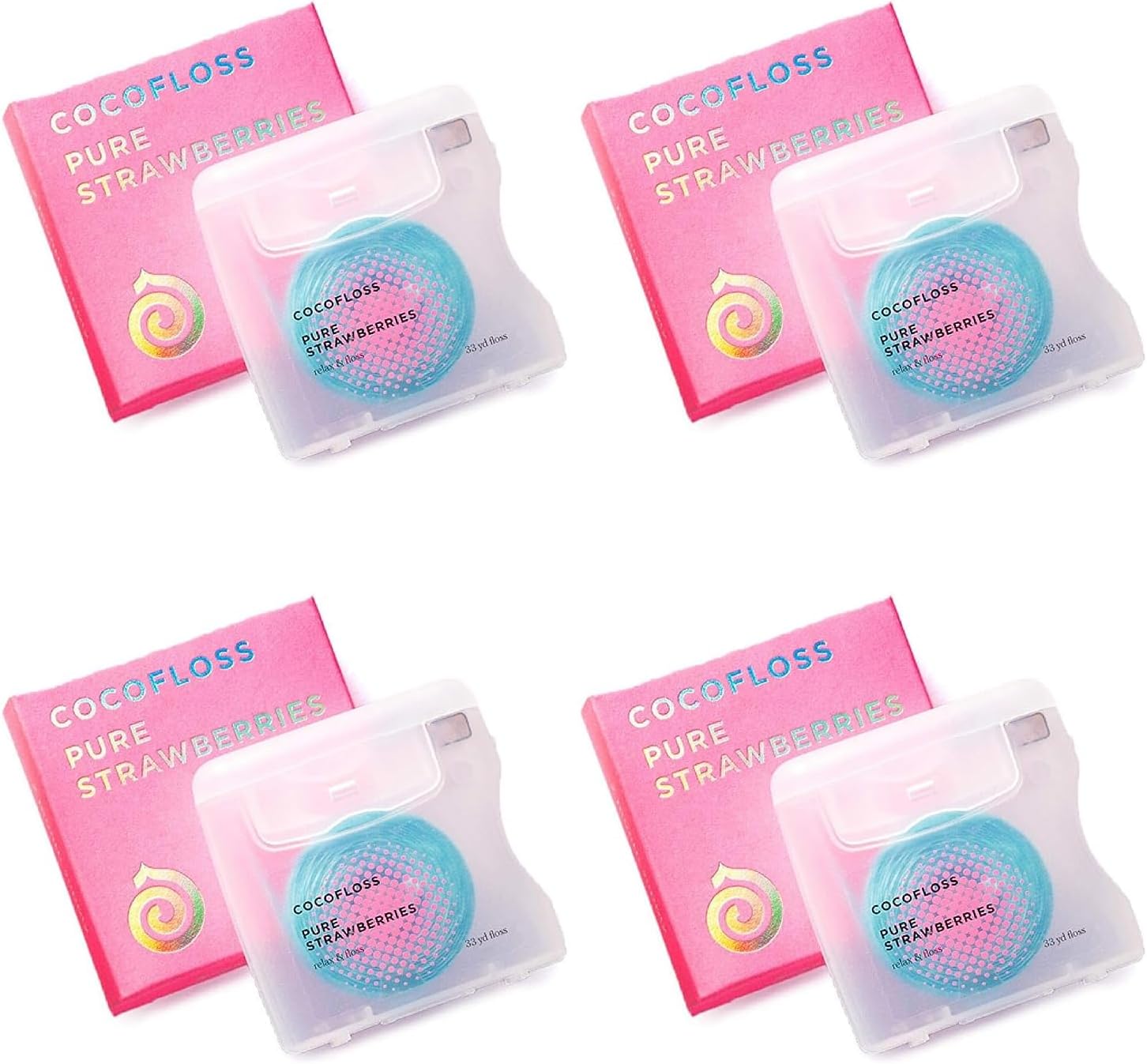 Cocofloss Woven Dental Floss, Dentist-Designed Oral Care, Strawberry Scent, Waxed, Expanding, Kid-Friendly String Floss With Coconut Oil, 1 Spool (33 Yd)