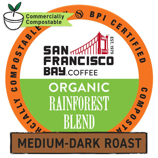 San Francisco Bay Compostable Coffee Pods - Organic Rainforest Blend (12 Ct) K Cup Compatible including Keurig 2.0, Medium Dark Roast