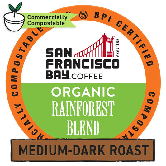 San Francisco Bay Compostable Coffee Pods - Organic Rainforest Blend (80 Ct) K Cup Compatible including Keurig 2.0, Medium Dark Roast