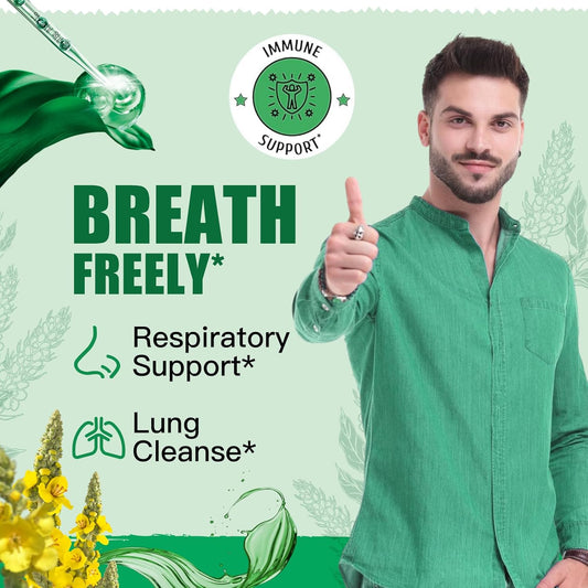 Mullein Drops For Lungs - Lung Cleanse & Detox - Vegan Mullein Leaf Extract Liquid Tincture, Support For Respiratory, Immune, Digestive System, Natural Herbal Supplement, Non-Gmo,4 Fl Oz