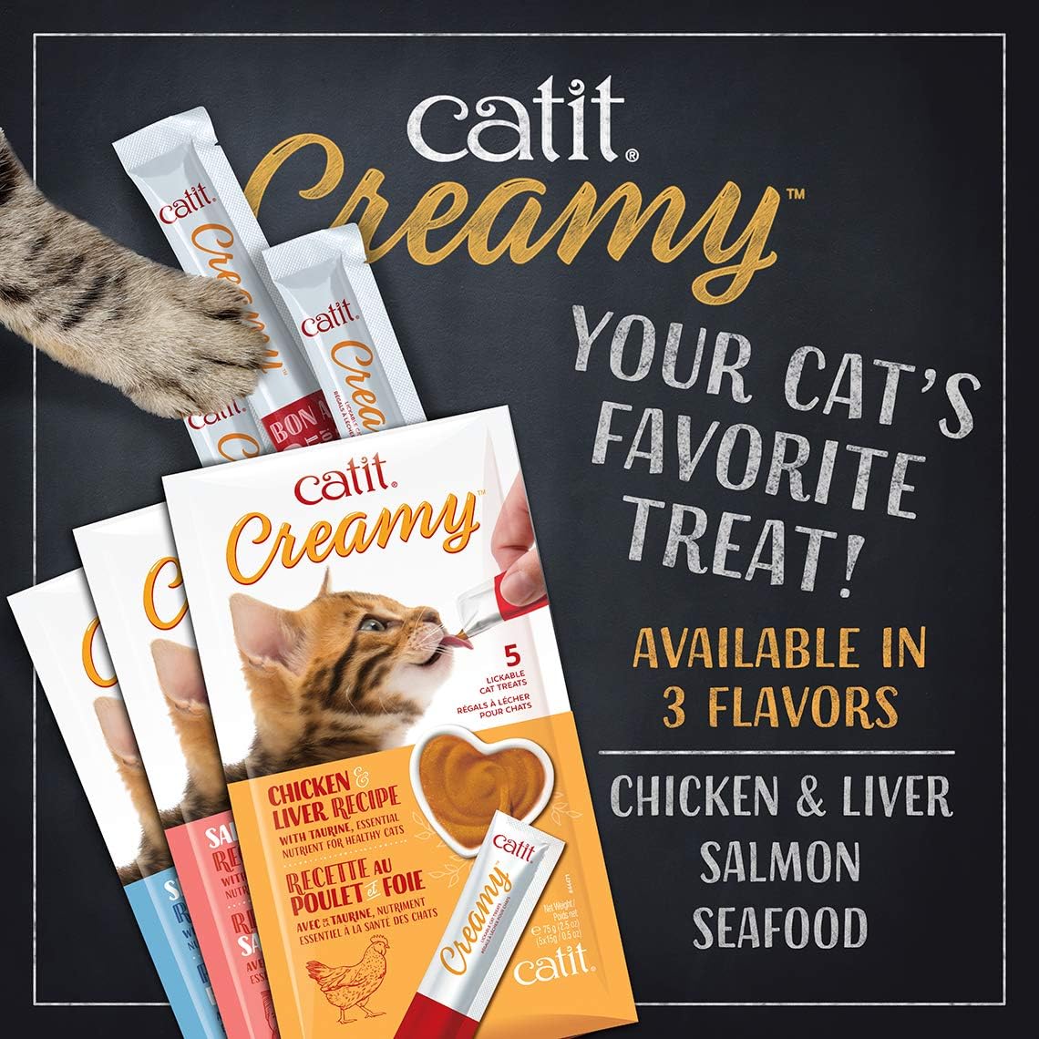 Catit Creamy Lickable Cat Treat, Healthy Cat Treat, Salmon, 30 Pack : Pet Supplies