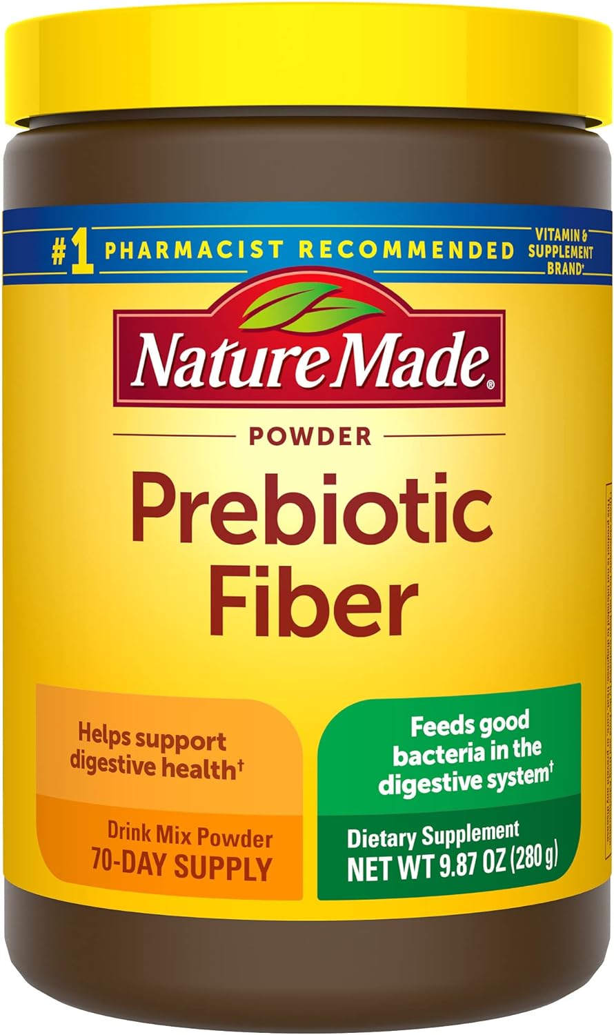 Nature Made Prebiotic Fiber Powder, Taste Free & Sugar Free Prebiotic Fiber Drink Mix For Digestive System Support, 9.8, 70 Day Supply