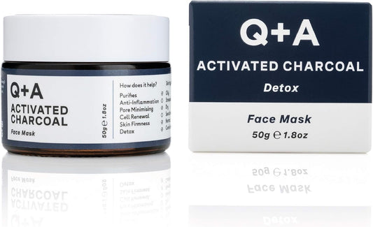 Q+A Activated Charcoal Mask. A Detoxifying Charcoal Cosmetic Mask To Cleanse And Purify Skin. 50G/1.8Oz