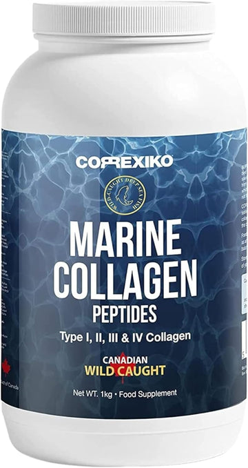 Hydrolyzed Marine Collagen Peptides Powder. Canadian Wild-Caught Fish Skin(Not Scales)-Colageno Hidrolizado En Polvo-Vital Protein Supplement For Skin, Hair, Joints And Digestion, Marine Powder (1Kg)