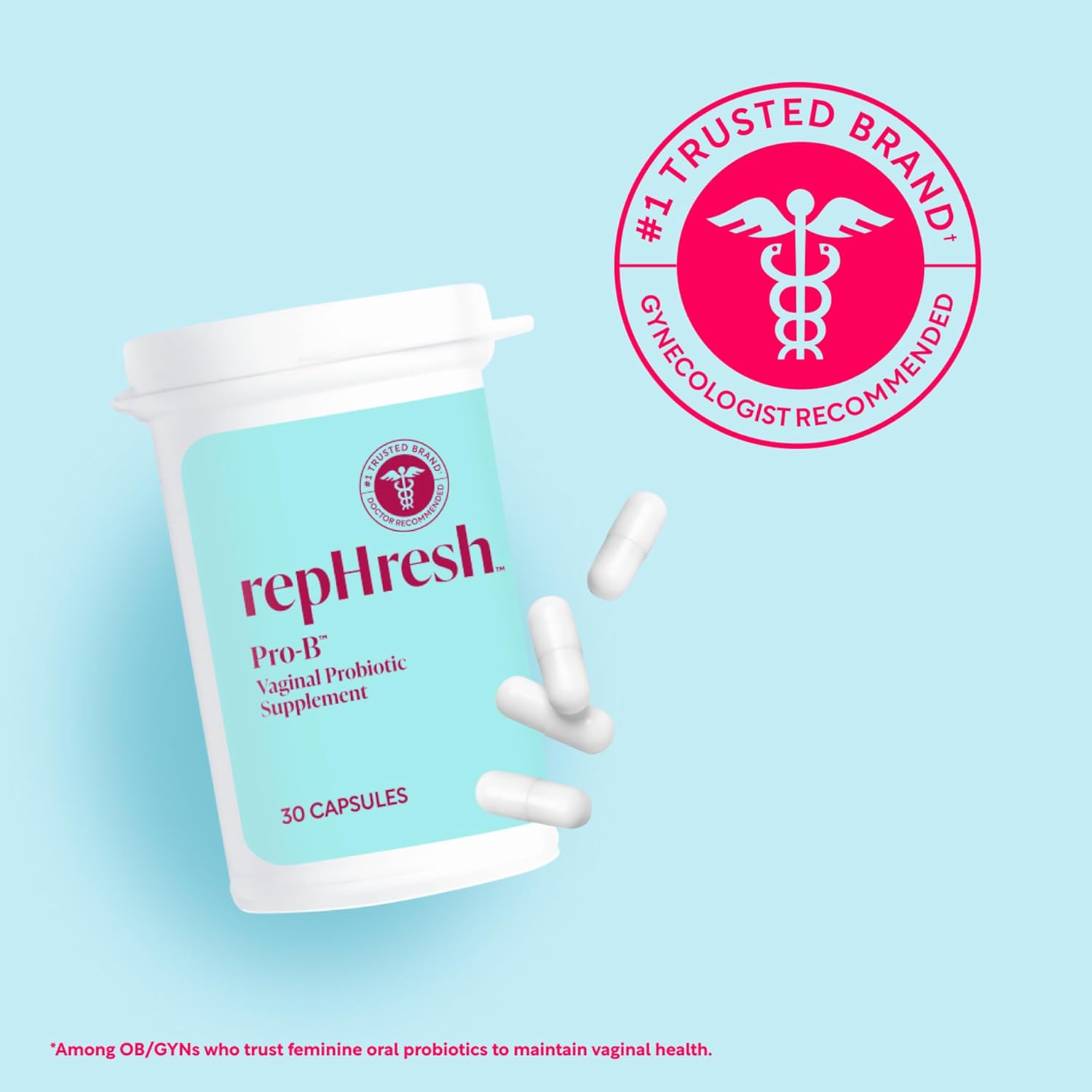 Rephresh Pro-B Vaginal Probiotic Supplement For Women, Clinically Tested, 30 Capsules : Health & Household