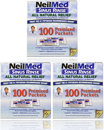 Neilmed Sinus Rinse 100 Salt Premixed Packets For Allergies & Sinus (Pack Of 3)