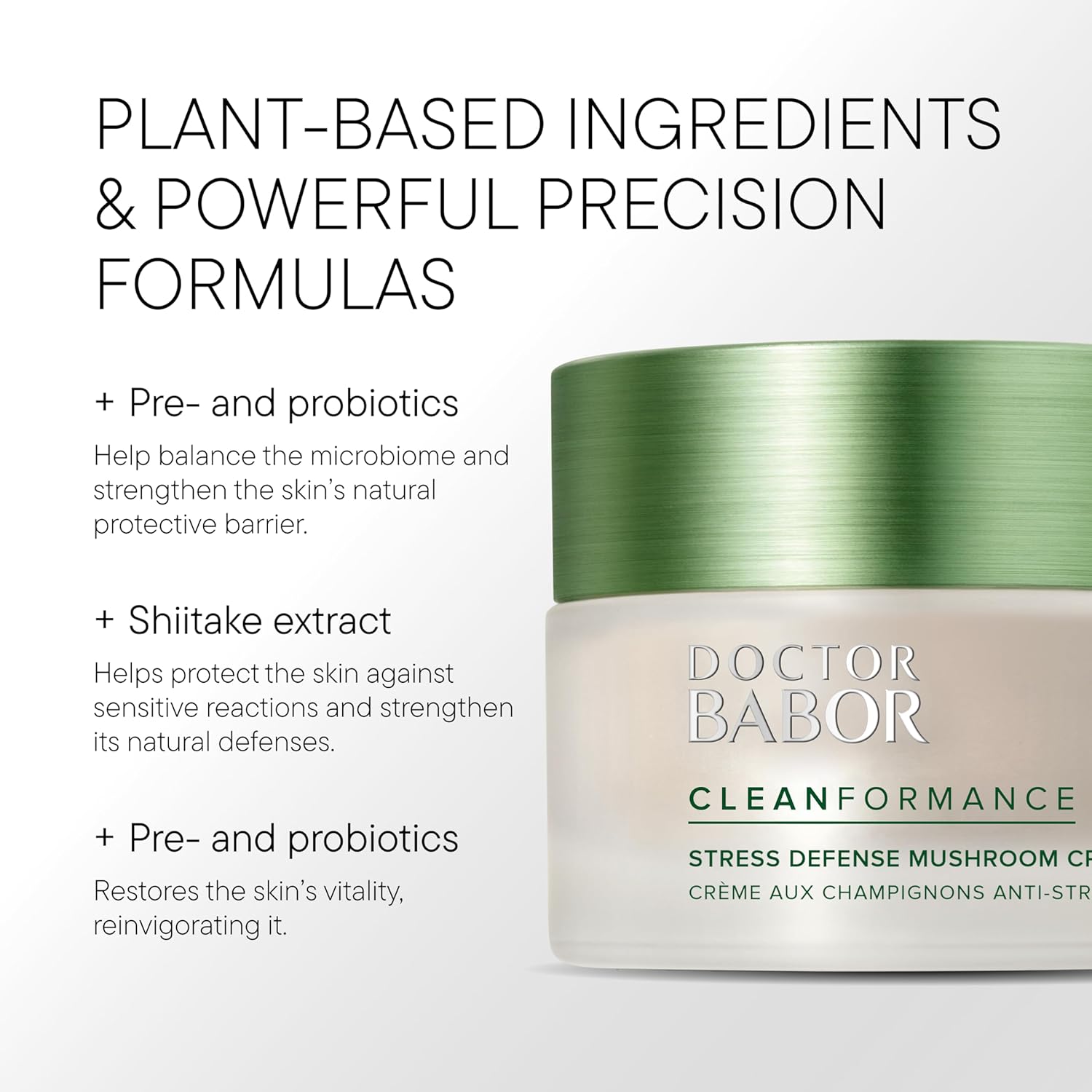 Babor Cleanformance Stress Defense Mushroom Cream, Antioxidant And Microbiome Complex Protect, Moisturizer Balances And Revitalizes Skin, Improve Skin Barrier, Reduce Fine Lines & Wrinkles, 1.69 Oz : Beauty & Personal Care