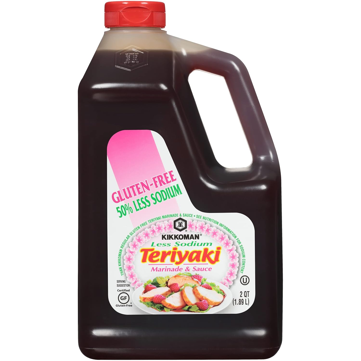 Kikkoman Less Sodium Gluten-Free Gourmet Teriyaki Marinade And Sauce, (0.5 Gallon) : Grocery & Gourmet Food