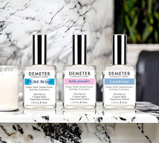 Demeter Fresh And Clean Collection, Set Of 3 Unique Perfumes For Women, Baby Powder, Pure Soap, Laundromat, 1 Oz Each