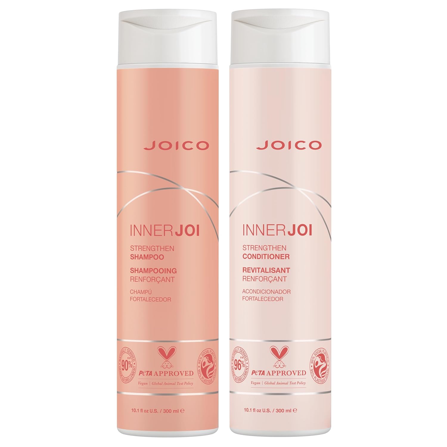 Joico Innerjoi Strengthen Shampoo And Conditioner | For Damaged, Color-Treated Hair | Sulfate & Paraben Free | Naturally-Derived Vegan Formula | 10.1 Oz