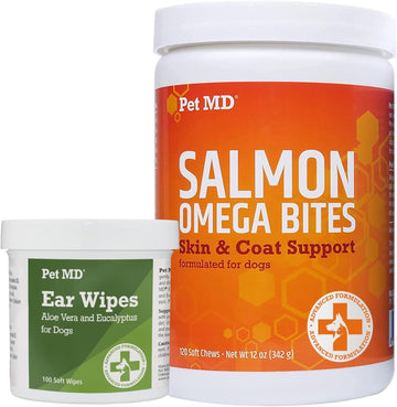 Pet Md Ear Wipes And Salmon Omega Bites