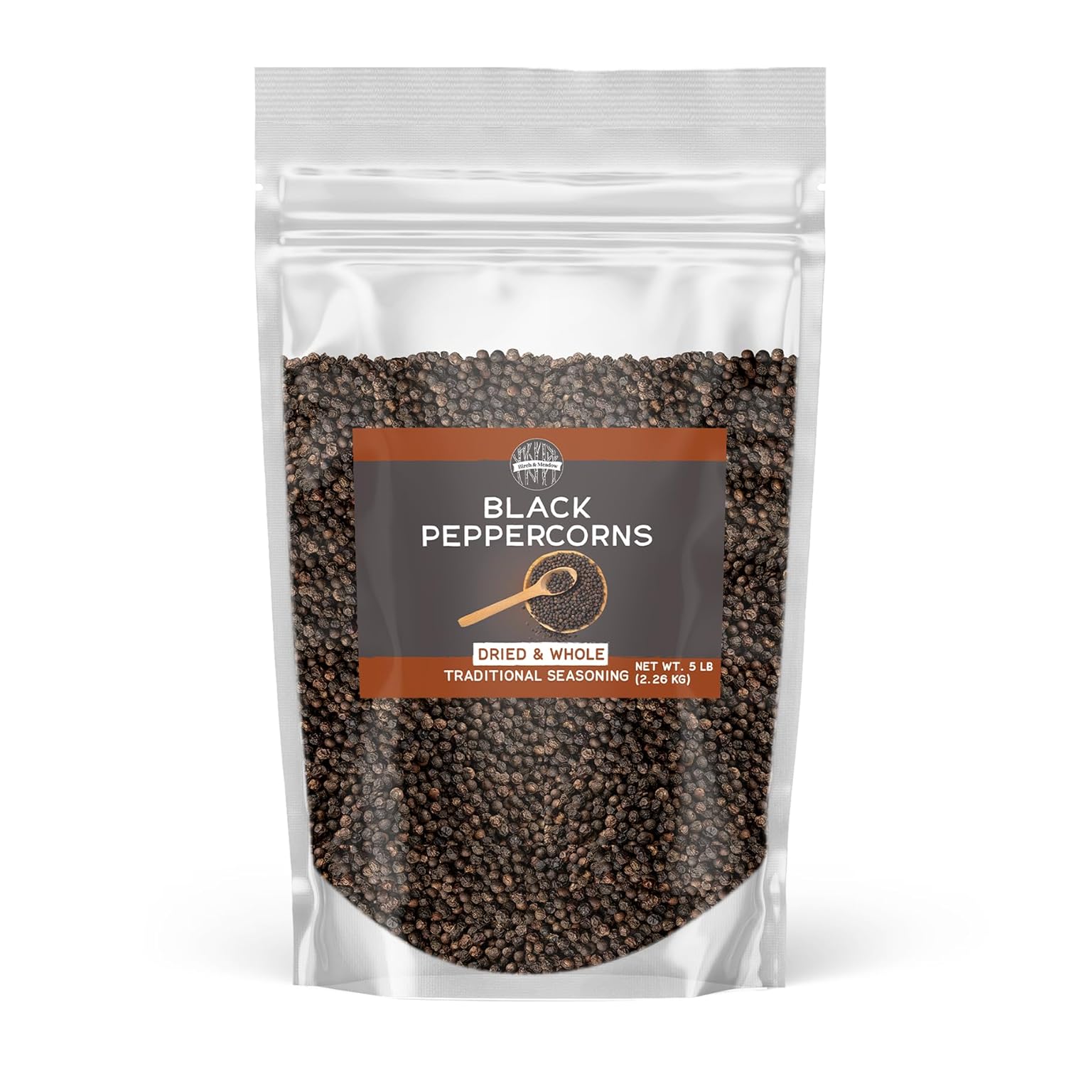 Birch & Meadow Black Peppercorns, 5 Lb, Traditional Spice, Dried & Whole, Grinder Refill