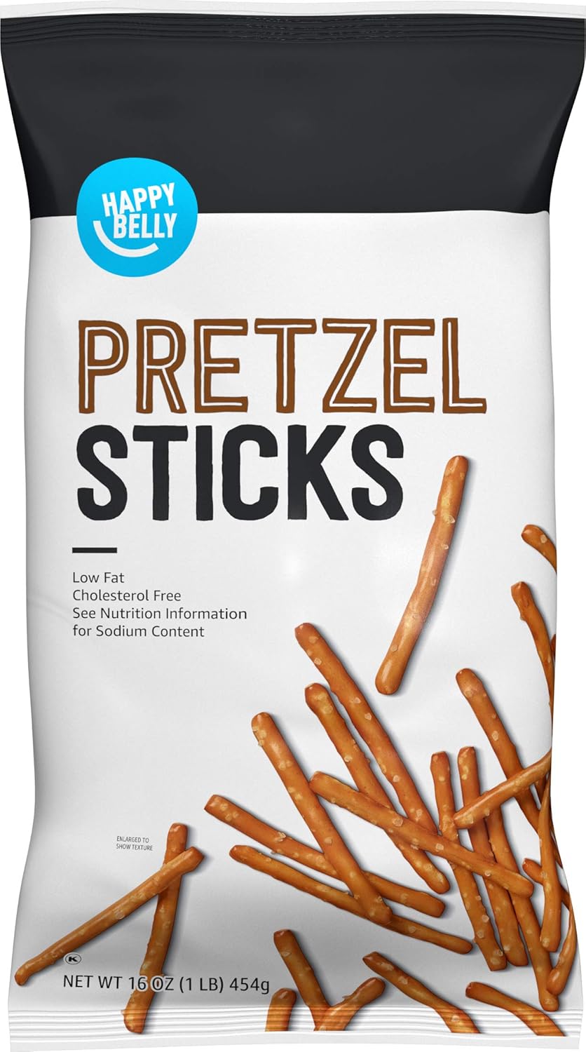 Amazon Brand - Happy Belly Lightly-Salted Pretzel Sticks, 1 Pound (Pack Of 1)