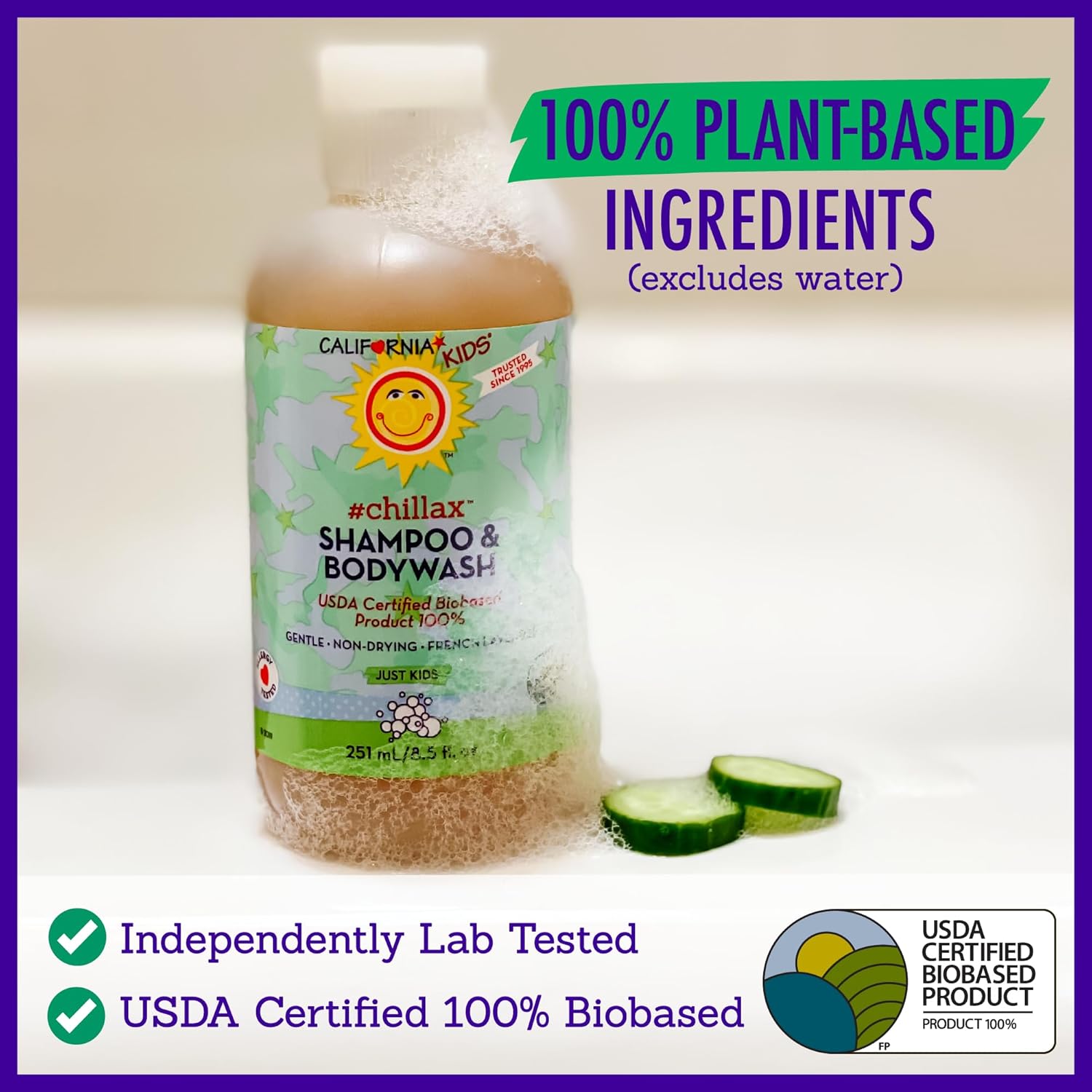 California Kids Chillax Shampoo And Bodywash | 100% Plant-Based | Gentle Skincare | Lavender Shampoo For Kids + Teens | Hypoallergenic Bodywash | 562 Ml / 19 Oz. : Baby