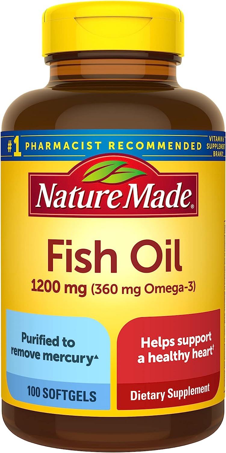 Nature Made Fish Oil 1200 mg Softgels, Omega 3 Supplements, for Health