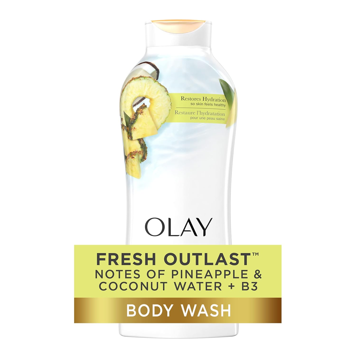 Olay Fresh Outlast Paraben Free Body Wash with Rejuvenating Notes of Pineapple and Coconut Water, 22 fl oz, Pack of 4 : Beauty & Personal Care