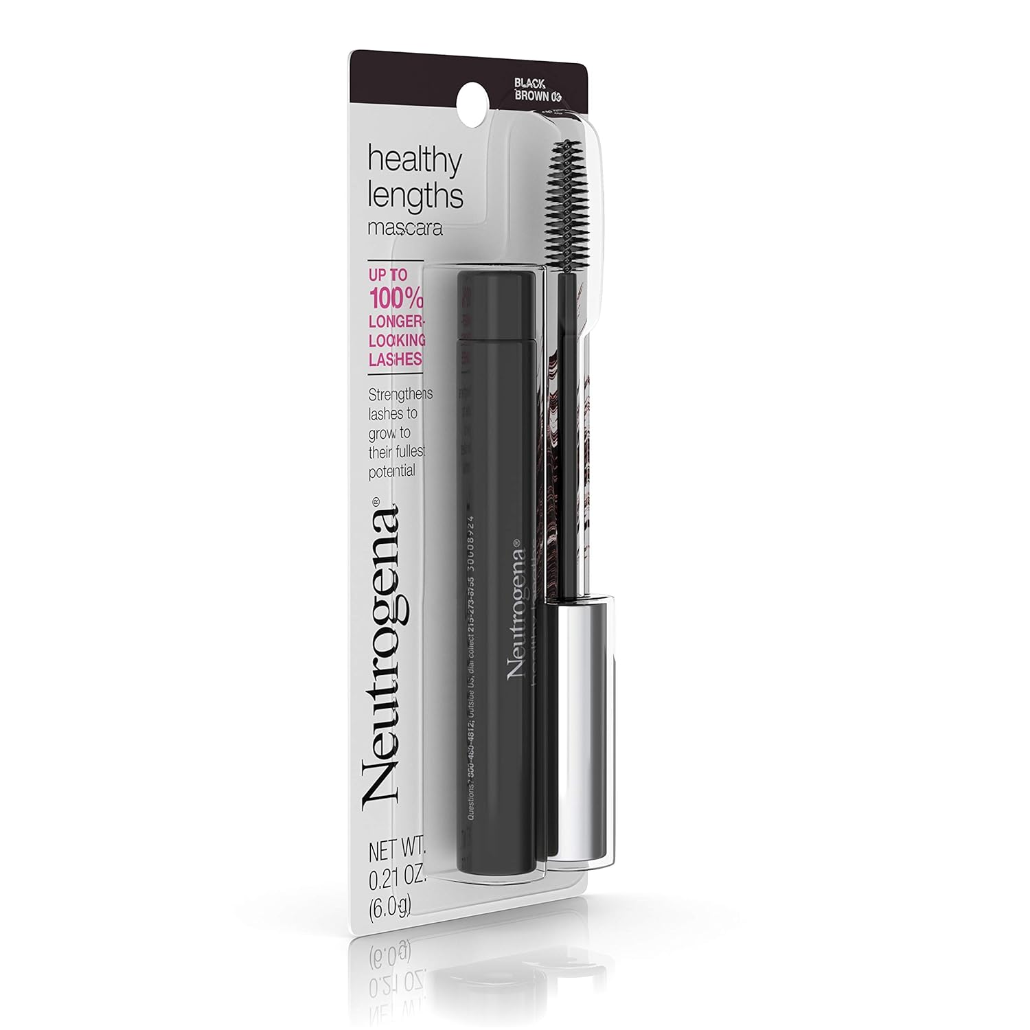 Neutrogena Healthy Lengths Mascara for Stronger, Longer Lashes, Clump-, Smudge- and Flake-Free Mascara with Olive Oil, Vitamin E and Rice Protein, Black/Brown 03,.21 oz : Beauty & Personal Care