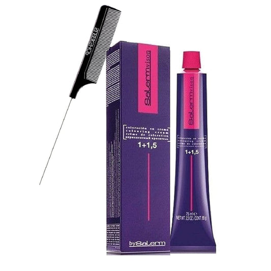 Salerm Cosmetics Vision Salermvision Permanent Cream Hair Color Dye (W/Sleek Steel Pin Rat Tail Comb) Haircolor Creme, Gray Coverage In 30 Minutes (6,00 - Dark Blonde) : Beauty & Personal Care