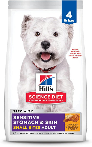 Hill'S Science Diet Sensitive Stomach & Skin, Adult 1-6, Stomach & Skin Sensitivity Support, Small Kibble, Dry Dog Food, Chicken Recipe, 4 Lb Bag