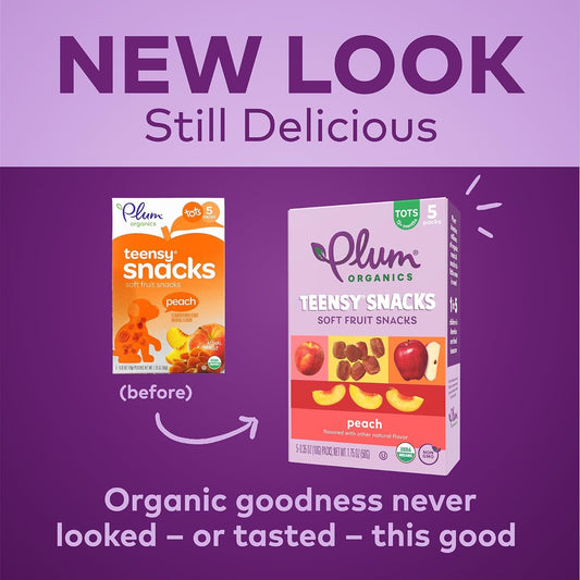 Plum Organics Teensy Snacks Soft Fruit Snacks - Peach - 0.35 oz Bags (Pack of 40) - Organic Toddler Food Fruit Snacks