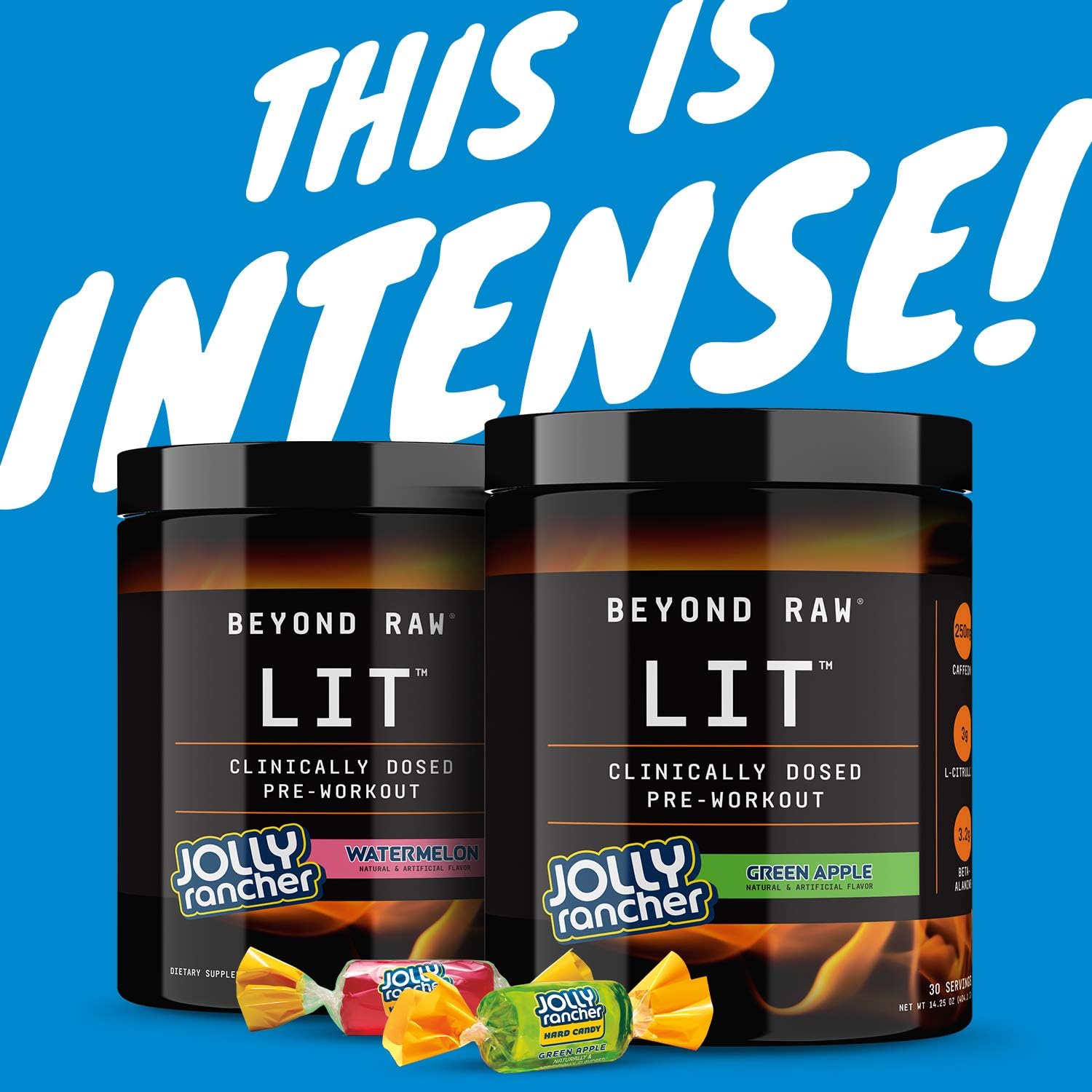 BEYOND RAW LIT | Clinically Dosed Pre-Workout Powder | Contains Caffeine, L-Citrulline, and Beta-Alanine, Nitric Oxide and Preworkout Supplement | Jolly Rancher Watermelon | 30 Servings : Health & Household