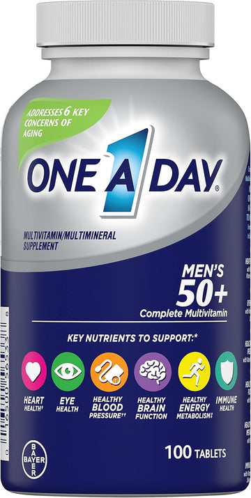 One A Day Men’S 50+ Multivitamins, Supplement With A, C, D, E And Zinc For Immune Health*, Calcium & More, 100 Tablets