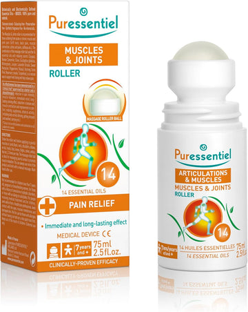 Puressentiel Muscles & Joints Roll-On 75Ml – Providing Fast Relief & Naturally Soothes Muscle Pain, Back Pain Relief, Neck Pain Relief & Shoulder Aches. Acupressure Massager & Muscle Rub