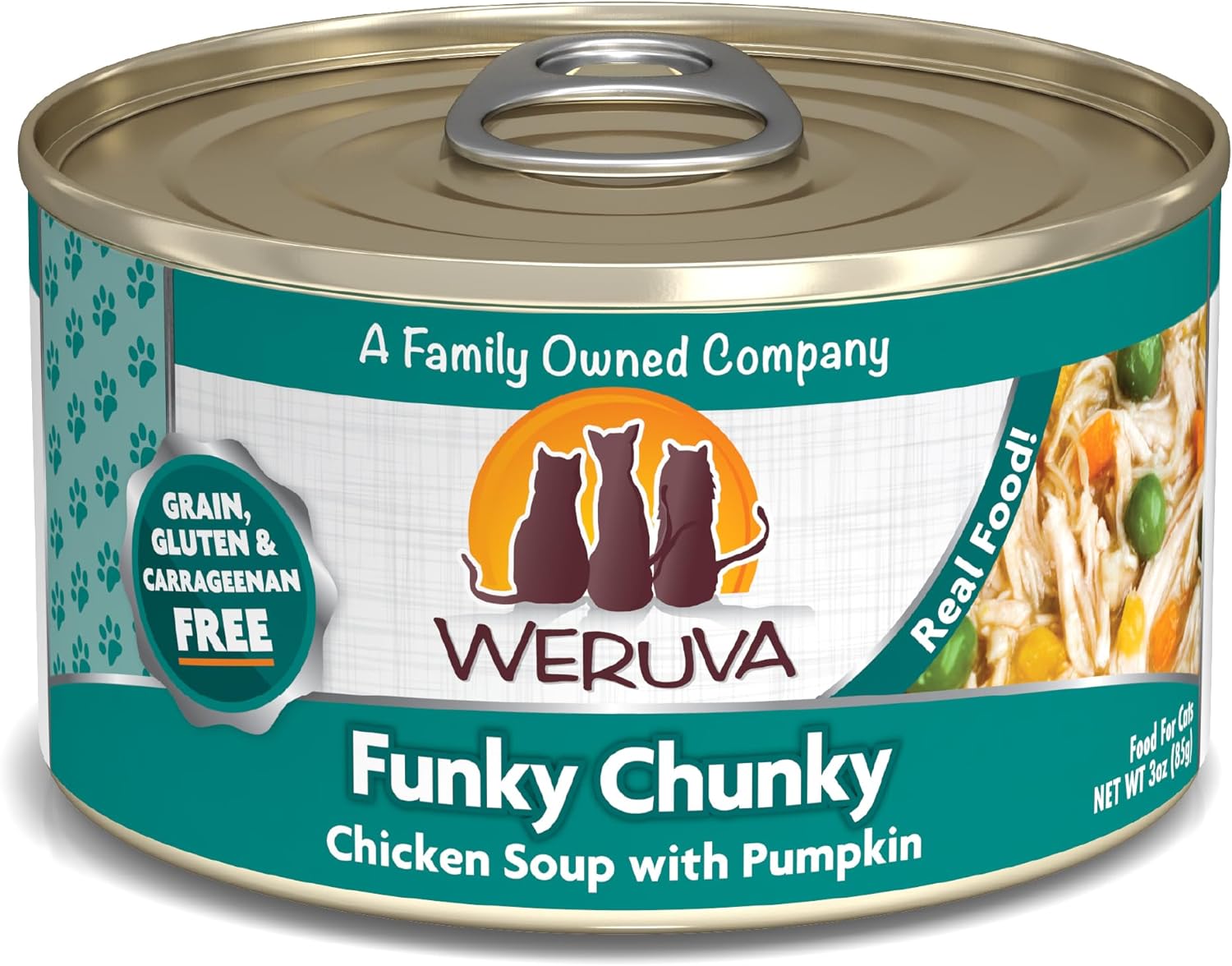 Weruva Classic Cat Food, Funky Chunky Chicken Soup With Pumpkin In Chicken Soup, 3Oz Can (Pack Of 24)