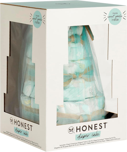 The Honest Company Diaper Cake | Clean Conscious Diapers, Baby Personal Care, Plant-Based Wipes | Above It All | Regular, Size 1 (8-14 Lbs), 35 Count