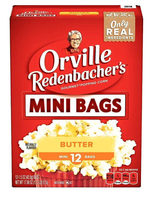 Orville Redenbacher’S Microwave Popcorn Mini Bags (1.5 Oz) Butter, 12 Count