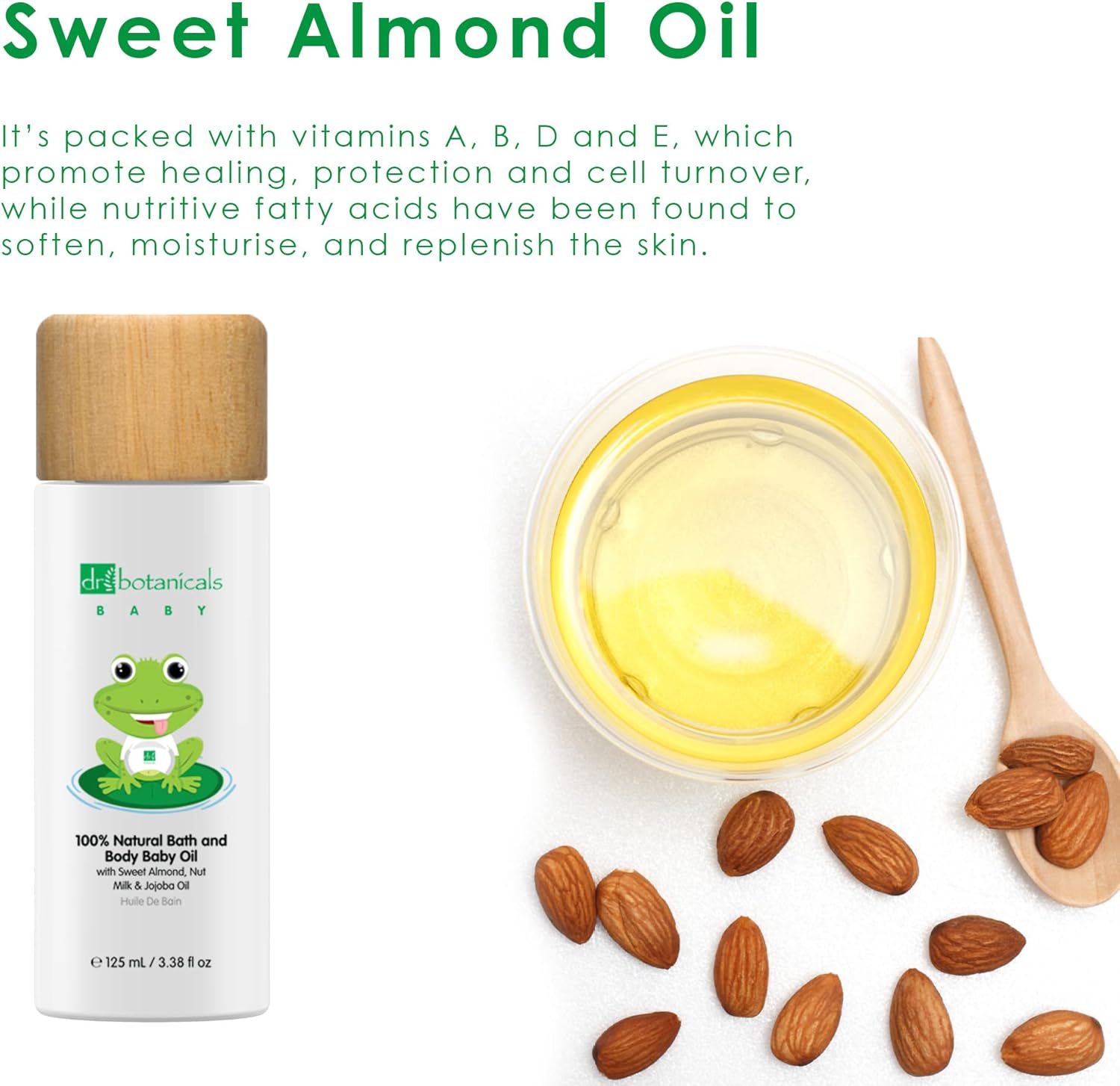Dr Botanicals 100% Natural Bath and Baby Body Oil | With Sweet Almond, Nut Milk and Jojoba Oil 125ml : Amazon.co.uk: Beauty