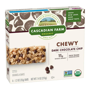 Cascadian Farm Organic Chocolate Chip Chewy Granola Bars, 6 Bars, 7.4 oz