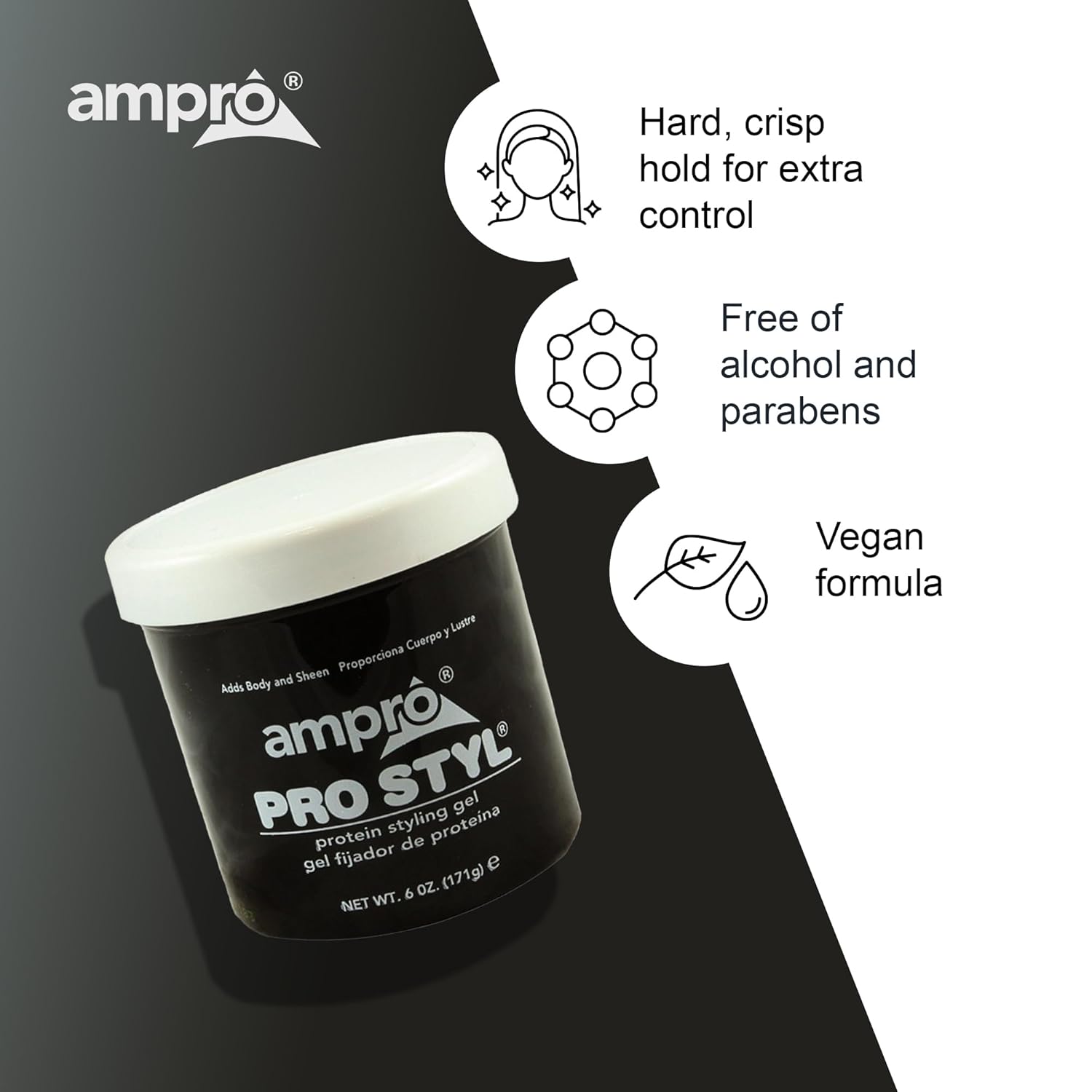 Ampro Pro Styl Styling Gel - Protects And Strengthens Your Strands - Non-Flaking, Alcohol Free, Vegan Formula - Flexible, Touchable Hold For All Hair Textures - Regular - 10 Oz : Hair Styling Gels : Beauty & Personal Care