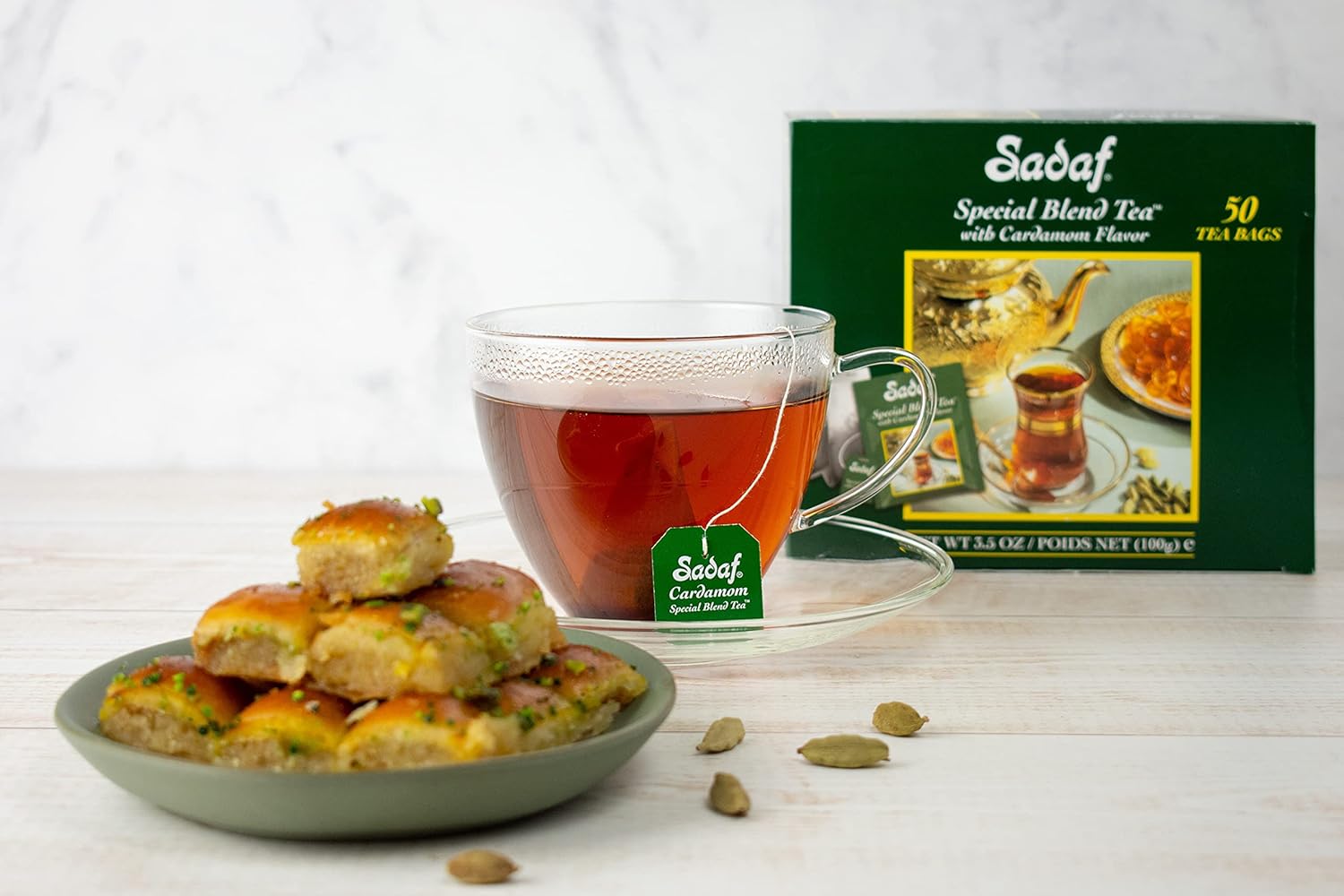Sadaf Cardamom Tea Bags | Special Blend Cardamom Ceylon Black Tea | Quicktea Product Harvested In Sri Lanka | 100 Bags (Pack Of 1)