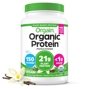 Orgain Organic Vegan Protein Powder, Vanilla Bean - 21G Plant Protein, 6G Prebiotic Fiber, No Lactose Ingredients, No Added Sugar, Non-Gmo, For Shakes & Smoothies, 2.03 Lb (Packaging May Vary)