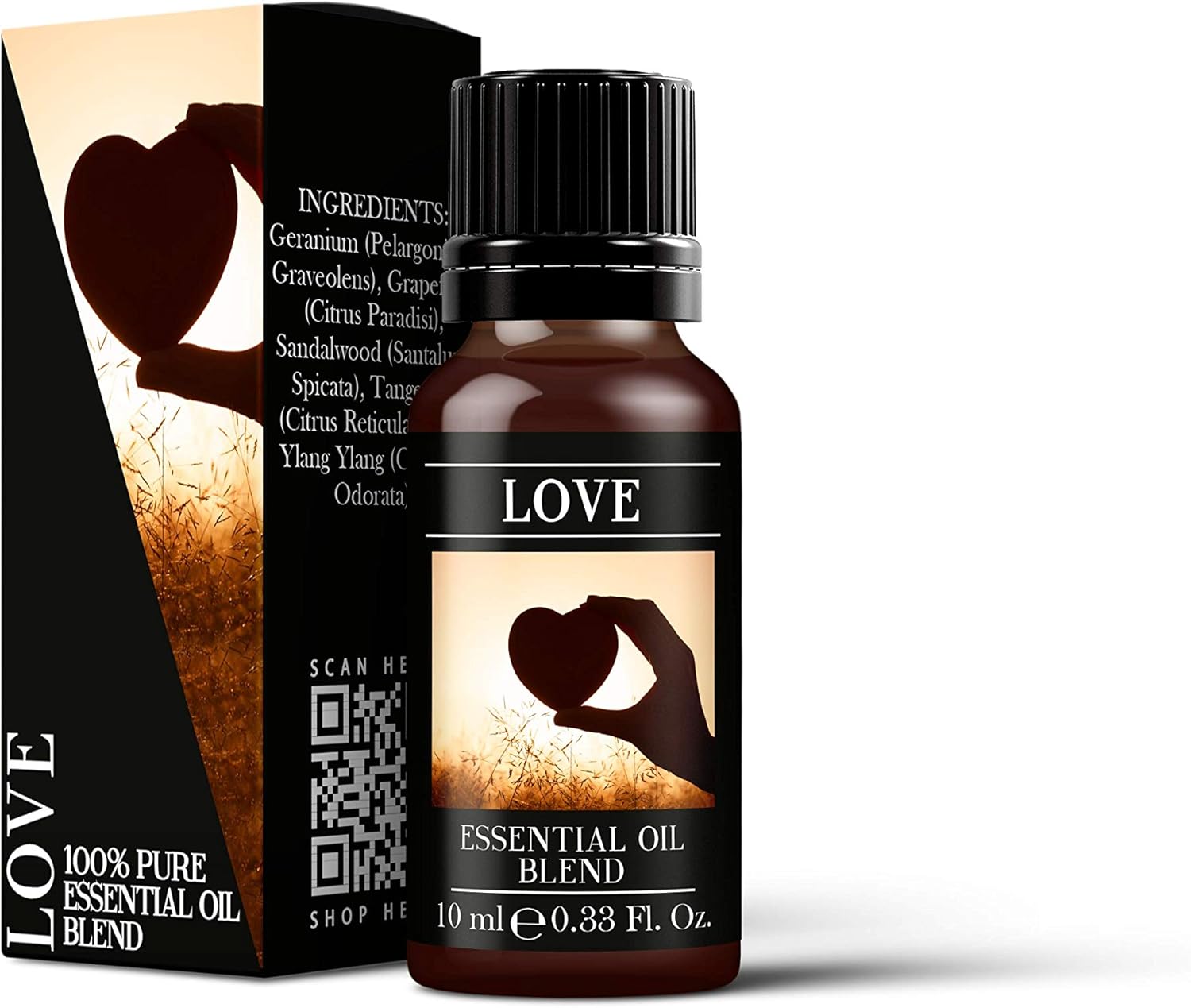 Mystix London | Love Essential Oil Blend 10Ml | Geranium | Grapefruit | Sandalwood | Tangerine | Ylang Ylang | Aromatherapy Oil | Floral Citrus Fragrance | For Diffusers & Massage | Vegan, Gmo Free