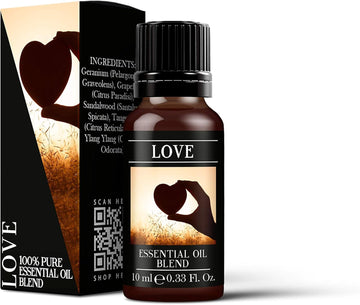 Mystix London | Love Essential Oil Blend 10Ml | Geranium | Grapefruit | Sandalwood | Tangerine | Ylang Ylang | Aromatherapy Oil | Floral Citrus Fragrance | For Diffusers & Massage | Vegan, Gmo Free