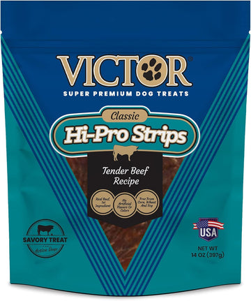Victor Super Premium Dog Treats – Classic Hi-Pro Strips Dog Treats – Savory Dog Treats With Real Beef – Tender Beef Dog Treats For Active And Sporting Dogs, 14 Oz