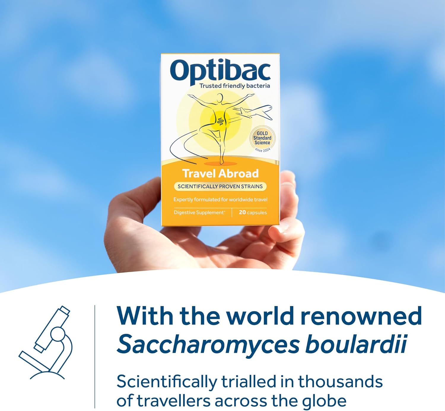Optibac Probiotics Travel Abroad - Highly Researched Vegan Digestive Probiotic Supplement - Expertly Formulated for Travel & A Range of Climate Conditions - with Saccharomyces Boulardii - 20 Capsules : Amazon.co.uk: Health & Personal Care