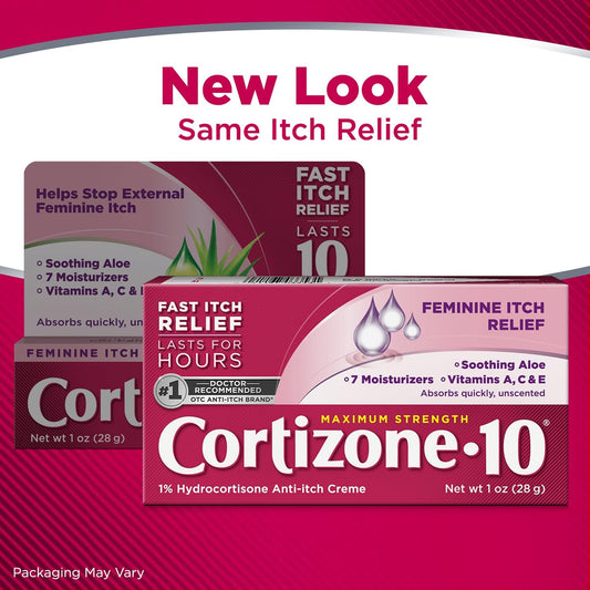 Cortizone 10 Maximum Strength Feminine Itch Cream, 1% Hydrocortisone, 1 oz