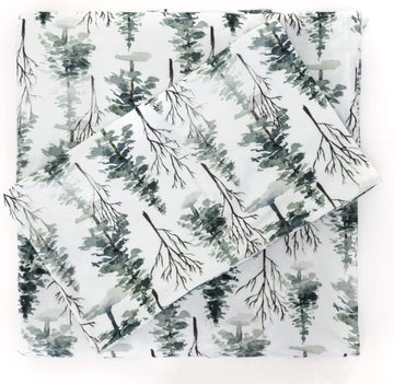 Pobi Baby - Premium Twin Fitted Sheet, Flat Sheet With Pillow Case - Ultra-Soft Cotton Blend, Stylish Woodland Pattern, Deep Pockets - Twins Sheets - 3 Pc (Woods)