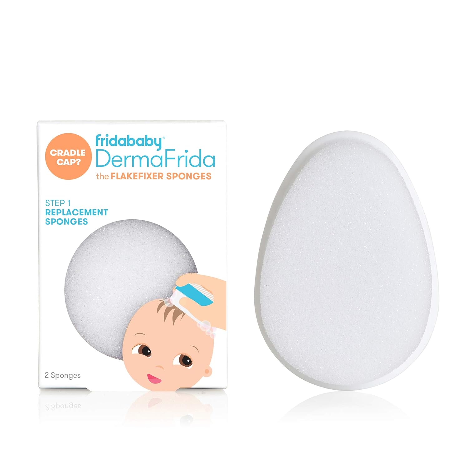 Frida Baby Replacement Sponges For The 3-Step Cradle Cap System By Dermafrida The Flakefixer 2 Pack Of Soft Sponges Work With The Flakefixer System(Sold Separately)