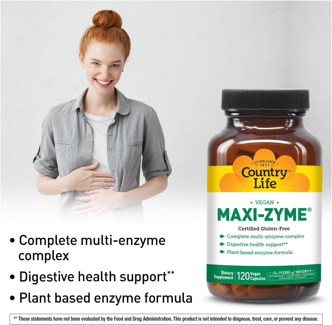 Country Life - Maxi-Zyme, Digestive Enzyme Complex - 120 Vegetarian Capsules : Health & Household