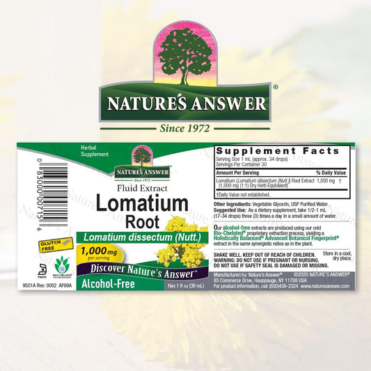 Natures Answer Lomatium Root Alcohol Free - 1000 mg - Gluten Free - Herbal - 1   (Pack of 2)