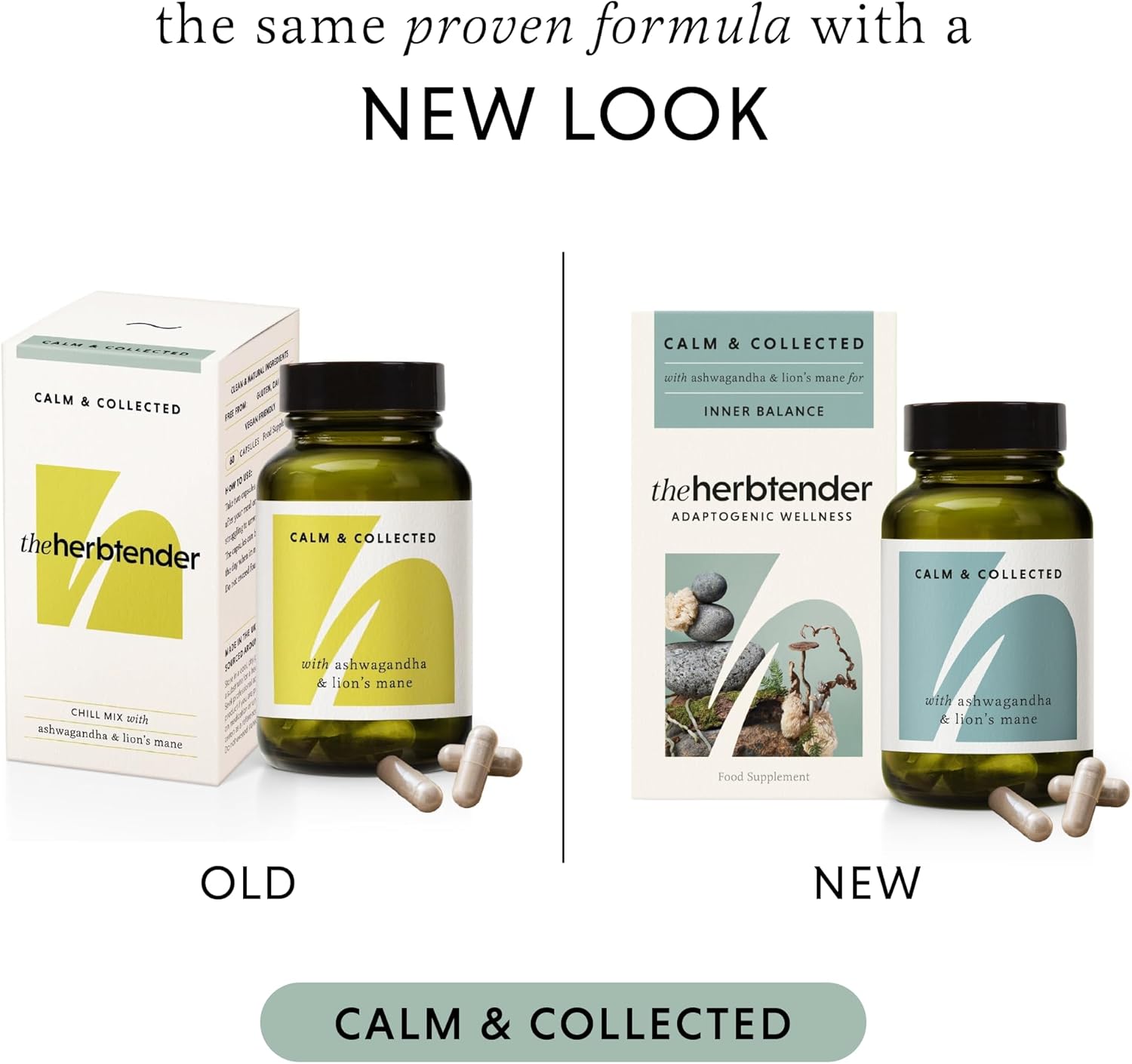 The Herbtender Calm & Collected – Stress Relief with Ashwagandha, Lion’s Mane, Holy Basil & Adaptogens for Sleep Support & Relaxation, Vegan, Organic Calming Supplements, 60 Capsule Pouch : Amazon.co.uk: Health & Personal Care